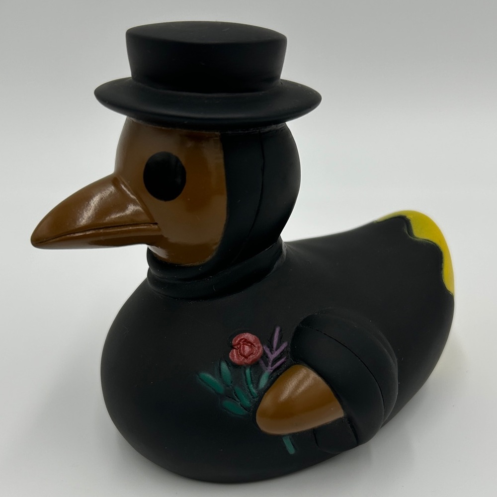 Plague Ducktor rubber ducky black yellow ducktor squishy flowers 4 inch Novelty
